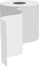 Clean, minimalist illustration of a paper towel roll with a gently flowing end.  Perfect for representing cleanliness, hygiene, simplicity, or resourcefulness.