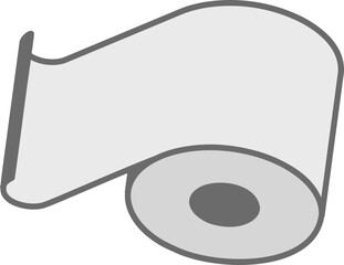 Simple, clean vector illustration of a toilet paper roll against a blue background. Perfect for websites, apps, or presentations needing a clean, minimalist design.