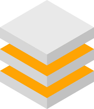 Abstract isometric stack of gray and orange cubes.  Modern minimalist design, perfect for tech, business, or growth concepts. Represents layers, progress, or data.