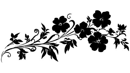 Vector floral Illustrations on white background. Floral background, flowers on isolated white background. Beautiful graphic with a black  plant ornament on an isolated background. 