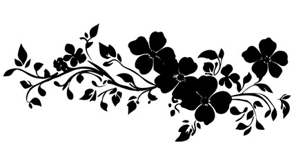 Vector floral Illustrations on white background. Floral background, flowers on isolated white background. Beautiful graphic with a black  plant ornament on an isolated background. 