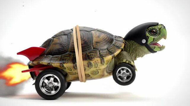 Turtle races ahead with a rocket-powered twist in an imaginative adventure