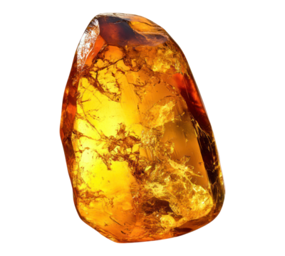 Amber fossil on transparent background