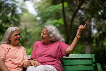 Fototapeta premium Indian senior women fun at park