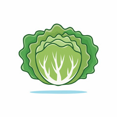 Fresh Green Lettuce Simple Vector Illustration – Organic Vegetable Clip Art for Healthy Food and Farm Design