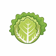 Fresh Green Lettuce Simple Vector Illustration – Organic Vegetable Clip Art for Healthy Food and Farm Design