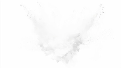 Abstract powder splatted on white background, freeze motion of white powder exploding.