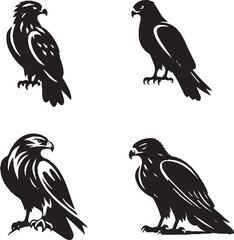 Majestic Eagle Silhouettes in Various Poses