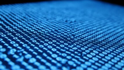 This captivating experience showcases an intricate pattern of binary code displayed in a stunning blue hue, reflecting the complexity of digital information representation. - Powered by Adobe