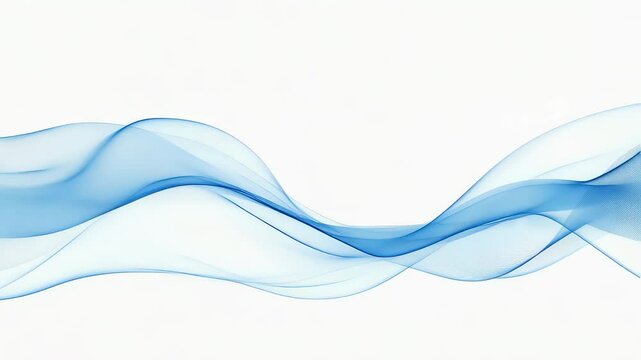 Smooth blue waves flowing gently on a solid white background create a serene and elegant abstract animation