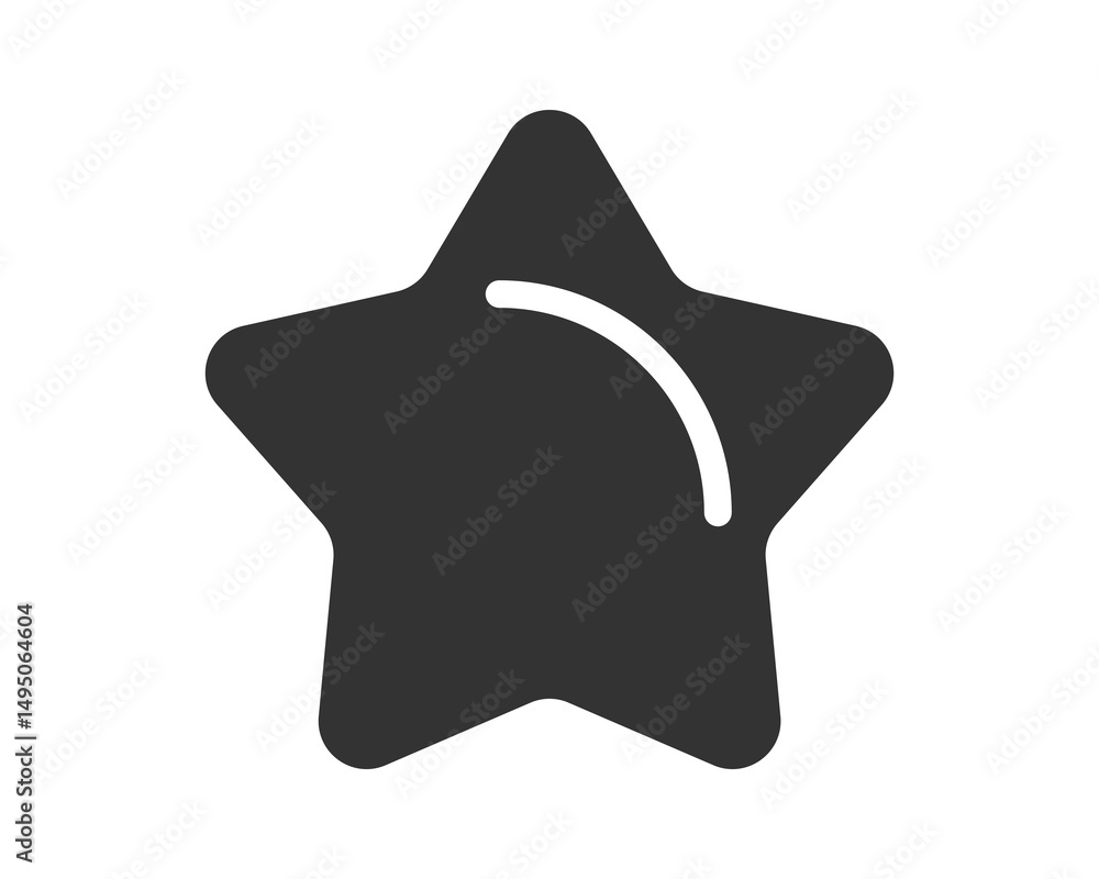Poster a simple, stylized star icon with rounded points and a subtle light reflection. represents achieveme