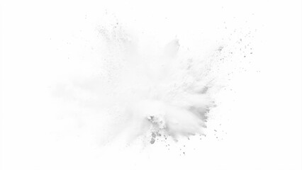 Abstract powder splatted on white background, freeze motion of white powder exploding.