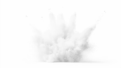 White powder explosion, isolated on white background.  Abstract white explosion powder background texture.	
