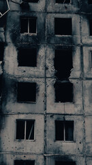 ruined street and destroyed houses the city war in Ukraine