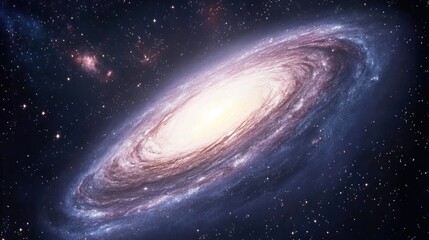 A stunning spiral galaxy, swirling with light and dust, set against a backdrop of distant stars