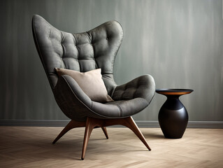 Stylish leather armchair in a stylish interior.