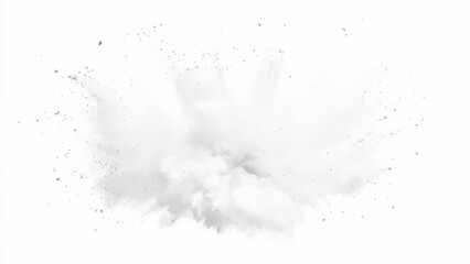Bright white paint color powder explosion. Gray powder explosion with dark colors isolated white background.
