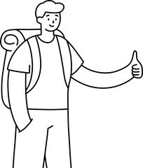 히치하이킹 남 흑백