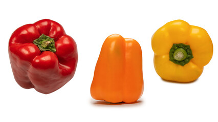 Red bell pepper isolated on a white background.