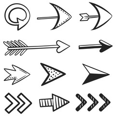 Hand-Drawn Arrow Icons Collection – Vector Doodle Style