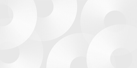 Abstract white glowing geometric lines on gray background. Modern shiny blue circle lines pattern simple abstract design art