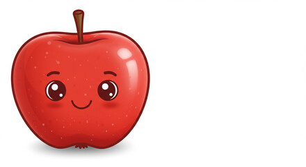 Obraz premium Cheerful Apple Illustration: A charming illustration of a vibrant, smiling red apple, with a cheerful expression, evoking feelings of health and happiness.