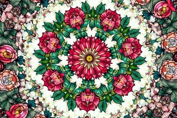 Intricate floral motif within a bold geometric hexagon , shape, abstract