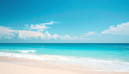 Obraz premium Serene Tropical Beach, Turquoise Ocean - Minimalist aesthetic
