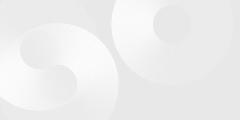 Abstract white glowing geometric lines on gray background. Modern shiny blue circle lines pattern simple abstract