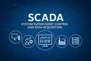 SCADA System Interface Design: An illustrative representation of a SCADA system interface, showcasing a dynamic interplay of data flow and control.