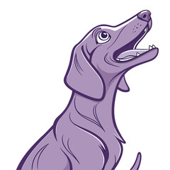 A skinny purple dog was barking and asking for food. Adobe Illustrator Artwork
