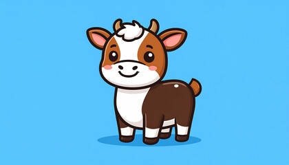 Fototapeta premium Cute Cartoon Cow Illustration - Cute animal illustrations