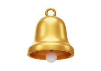 3D Illustration of Golden bell with white clapper isolated on white background