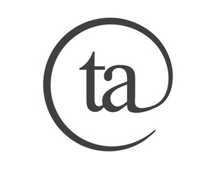 TA logo from two letter with circle shape email sign style. T and A round logotype of business company