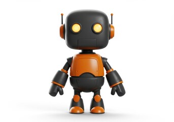 3D Illustration of Cartoon robot isolated on white background