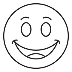 Obraz premium Cute Groovy Summer Line Art Illustration of a Happy Smiley Face Emoji with Big Eyes and Open Mouth 