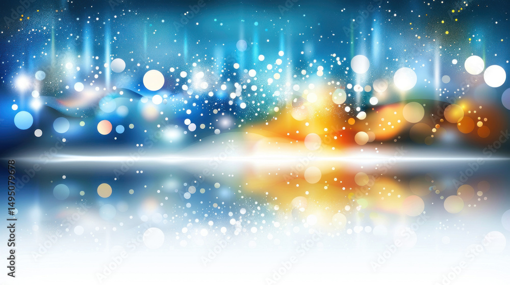 Poster colorful abstract background with bokeh lights and reflections for creative design and artwork inspi