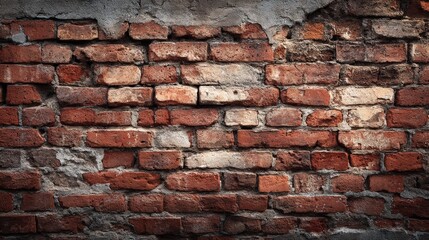Fototapeta premium Rustic red brick wall texture. Aged, grunge background ideal for design projects. Perfect for websites, brochures, and more.