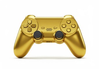 3D Illustration of Golden video game controller isolated on white background