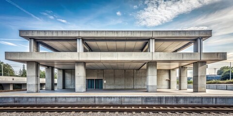 Fototapeta premium Modern Concrete Architecture in Abandoned Station