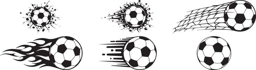 Dynamic Soccer Ball Silhouette with Motion and Impact Effects