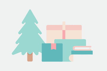 Naklejka premium christmas tree and gifts
