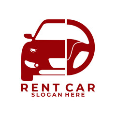 Obraz premium Car with Steering logo design vector. Drive rent car logo design icon