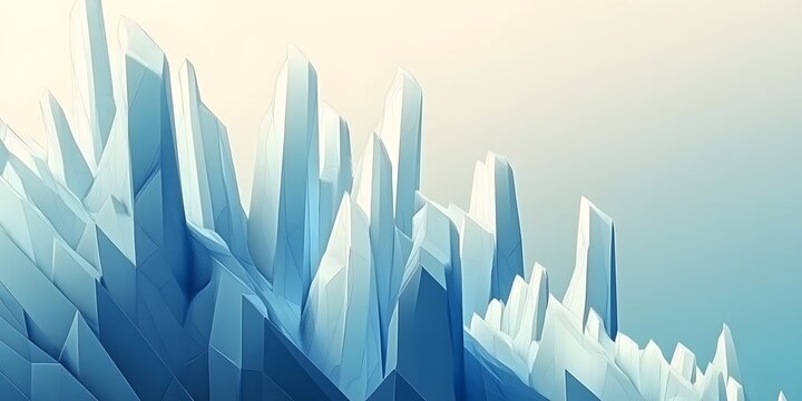 Abstract geometric forms in shades of blue and white.