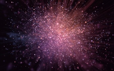 Obraz premium Abstract light burst, pink purple sparkles. Glowing particles, radiant energy. Ideal for backgrounds, website design, and festive projects. Perfect for various commercial uses.