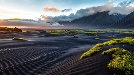  Landscape Wallpaper Iceland Volcanic Dunes Moss Mountains Mist Natural Scenery