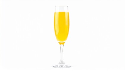 Glass of mimosa cocktail isolated on white background with full depth of field for brunch beverage or weekend lifestyle concept