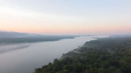River Scenery in Morning Light Wallpaper
