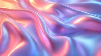 Obraz premium Abstract iridescent holographic cloth background. 3d rendering.