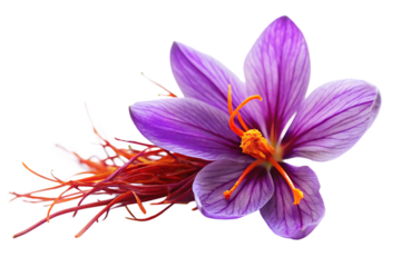 A saffron pistil displayed against isolated on white background PNG